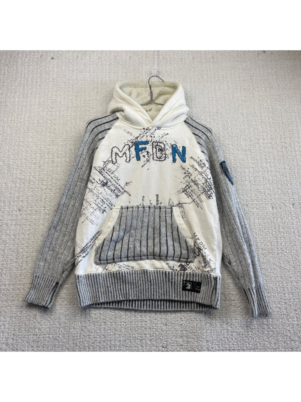 Y2K Grunge Emo Goth Affliction Fur Hood Sherpa Fleece Lined Hoodie Wom Sz M